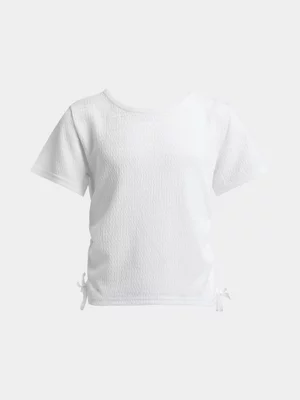 Jet Older Girls White Shirred Top