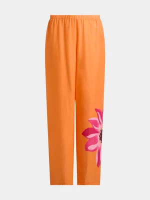 Girls Co-Ord Flower Print Wide Leg Pants