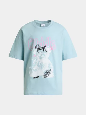 Girls Bear Print Oversized T-Shirt