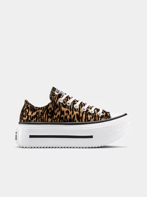 Converse Women's CTAS Lift Double Stack Platform Leopard Sneaker