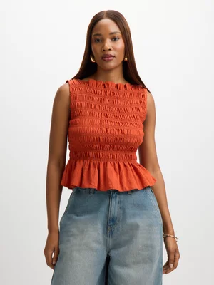 Exact Women's Red Shirred Top