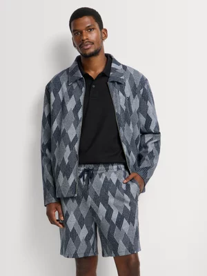 Relay Jeans Men's Jacquard Diamond Navy Shorts