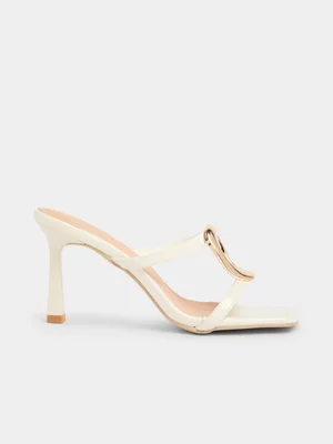 The FIX Women's Milk With Gold Trim Strap Sandals