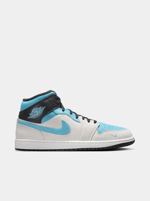 Jordan Men's 1 Mid SE White/Blue Sneaker