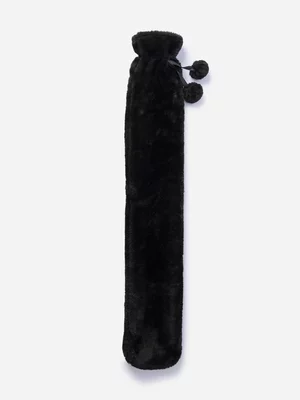 Faux Fur Long Hot Water Bottle 1.7L Black