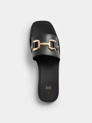 Jet Women’s Black Square Toe Mule Jellie Sandal