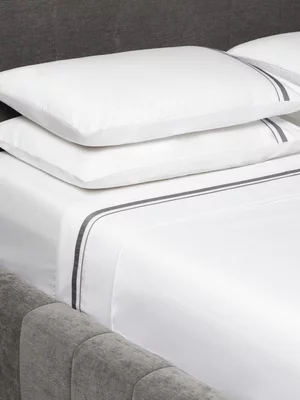 Guest House Finest Italian Cotton Flat Sheet White/Grey