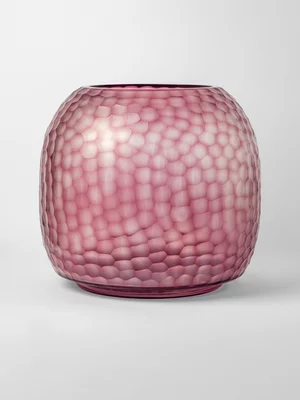 Cut Detail Artisanal Glass Vase Wine