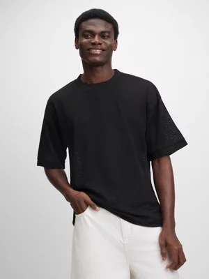 Jet Men's Black Textured T-Shirt