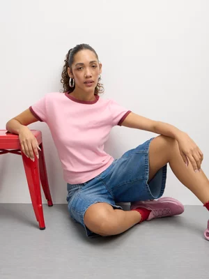 Redbat Classics Women's Pink /Berry Rib Fitted Tee 