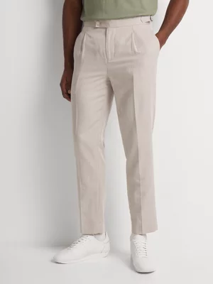 Markham Men's Smart Tapered Adjustor Pleated Stone Trouser