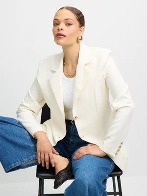 Jet Women's Cream Single Breasted Blazer