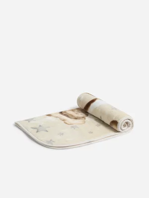 Jet Baby Printed Sleepy Bear Stone Mink Blanket