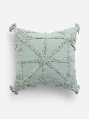 Jet Home Green Criss Cross Tufted Cushion