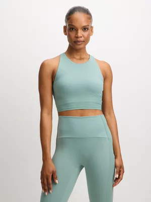 TS Womens Fitted Rib Inset sage Tank Top