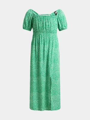Jet Teen Girls Green Ditsy Flowy Viscose Dress