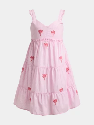 Girls Palm Embroidery Dress