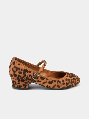 Women's Madison Lidia Leopard Mary Jane Block Heel