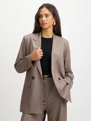 Exact Women's Brown Pinstripe Blazer