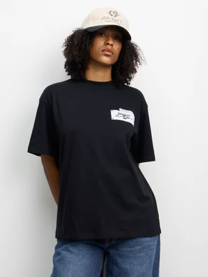 Redbat Athletics Women's Relax Taped Poster Black T-Shirt