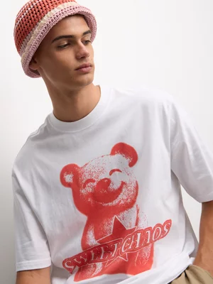 The FIX Men's White Chaos Teddy Graphic Top