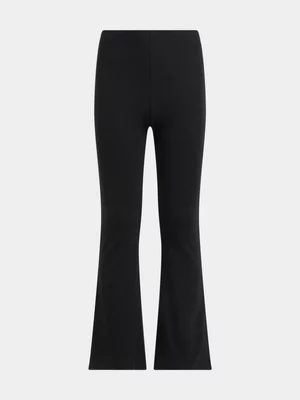 Jet Older Girls Black Slit Flare Leggings