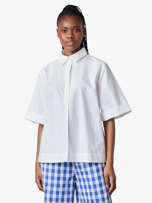 Women's Me&B White Cotton Boxy Shirt