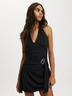 Women's Cotton On Black Hold Me Halter Mini Dress