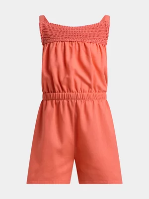 Exact Younger Girl's Orange Crochet Playsuit