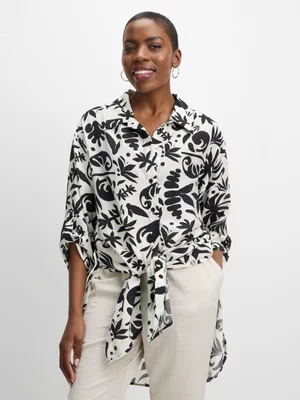 Jet Women's White Viscose Cover Up Shirt