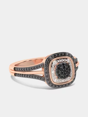 Rose Gold Black & Earth Grown Diamond Multi-Stone Round Cushion Halo Ring