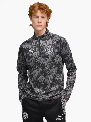 Puma Mens Manchester City Warm Up 1/4 Zip Black Top