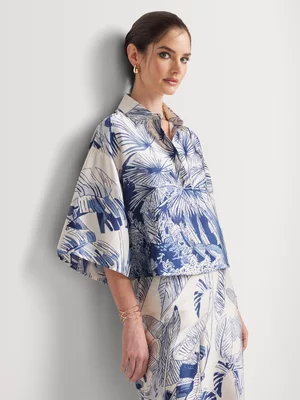 Boxy Satin Printed Shirt