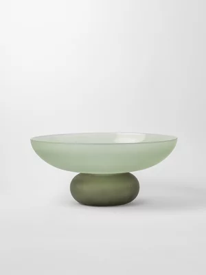 Round Footed Smooth Glass Bowl 15.5 x 35.5cm