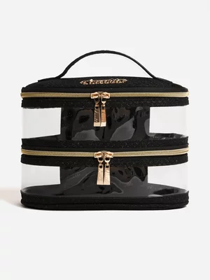 Luella Clear Shimmer Double Compartment Cosmetic Bag