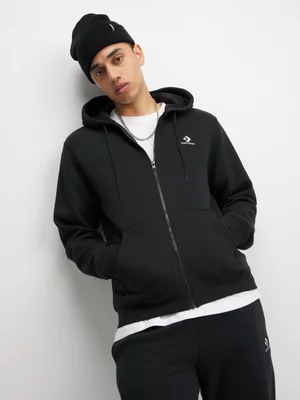 Converse Men's Go-To Embroidered Star Chevron Standard Fit Full-Zip Black Hoodie