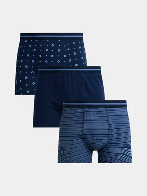Jet Men's 3 Pack Navy, Blue and Stripe Geo Flower Bodyshorts