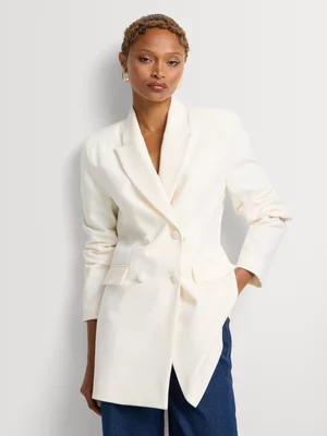 Slim Waist Covered Buttons Blazer