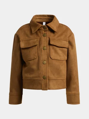 Exact Older Girl's Tan Shacket 