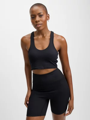 Jet Womens Black Rib Sports Bra