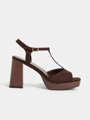 Jet Women's Chocolate Micro Fibre Platform Heel