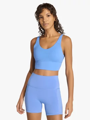 adidas Womens 3-Stripes Studio All Me Blue Fusion Sports Bra