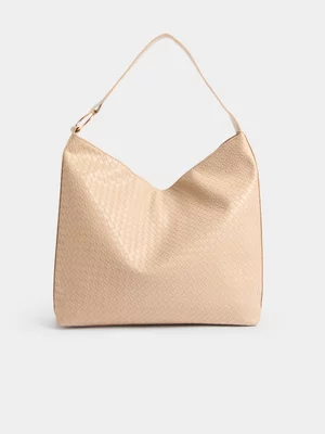 Jet Women's Taupe Chunky Metal Ring Woven Bag 