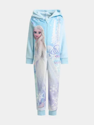 Jet Younger Girls Blue Elsa Coral Fleece Onesie