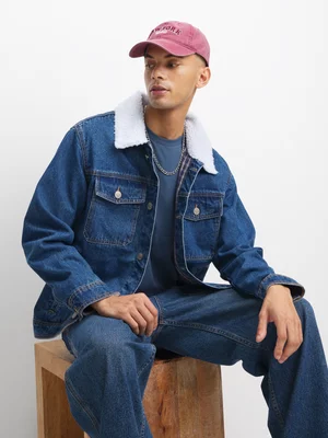 The FIX Men's Mid Wash Borg Denim Jacket