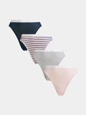 Jockey Women’s 4 Pack Navy Soft Stripe French Cut Panties
