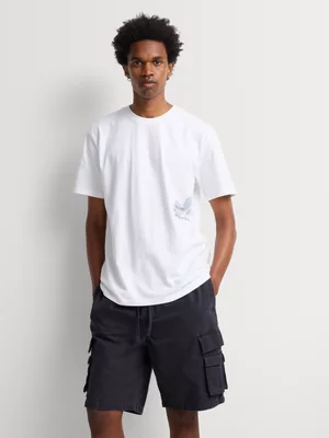 Markham Men's Washed Utility Bermuda Cargo Black Short 