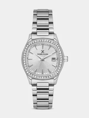 Daniel Klein Silver Plated Silver Tone Dial Stainless Steel Bracelet Watch 