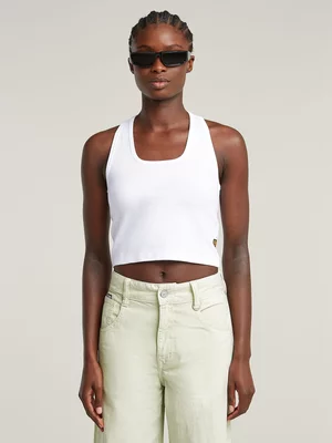 G-Star Women's Stratos Back Snap Cropped White Top
