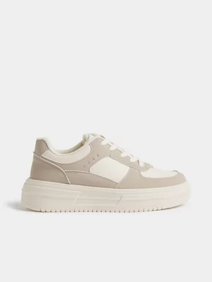 Exact Women's Natural & White Colorblock Platform Sneakers